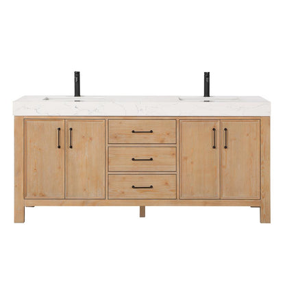 Free-standing Double Bathroom Vanity with Composite top in Lightning White