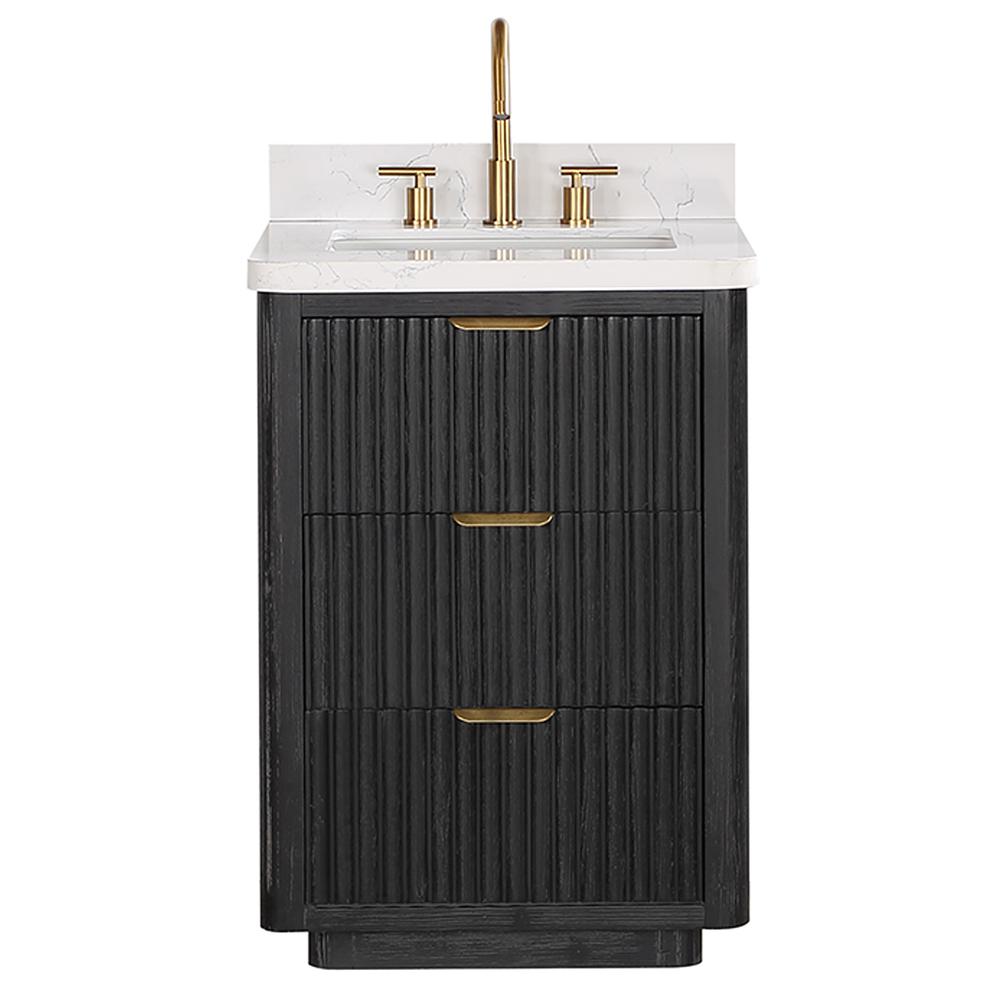 Free-standing Single Bathroom Vanity with Composite top in Lightning White