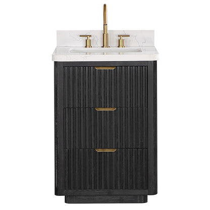 Free-standing Single Bathroom Vanity with Composite top in Lightning White