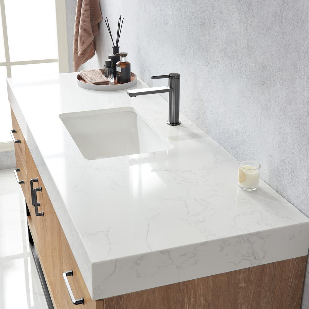 60BS" Single Sink Bath Vanity with White Grain Stone Countertop
