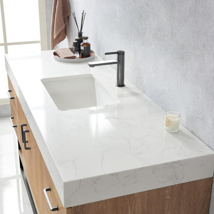 60BS" Single Sink Bath Vanity with White Grain Stone Countertop