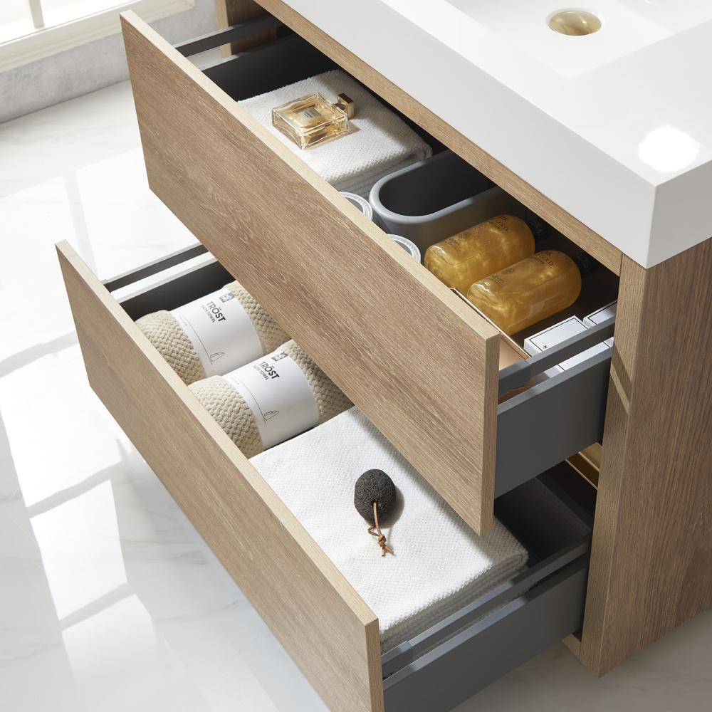 Single Sink Bath Vanity with Composite Integral Square Sink Top and Mirror