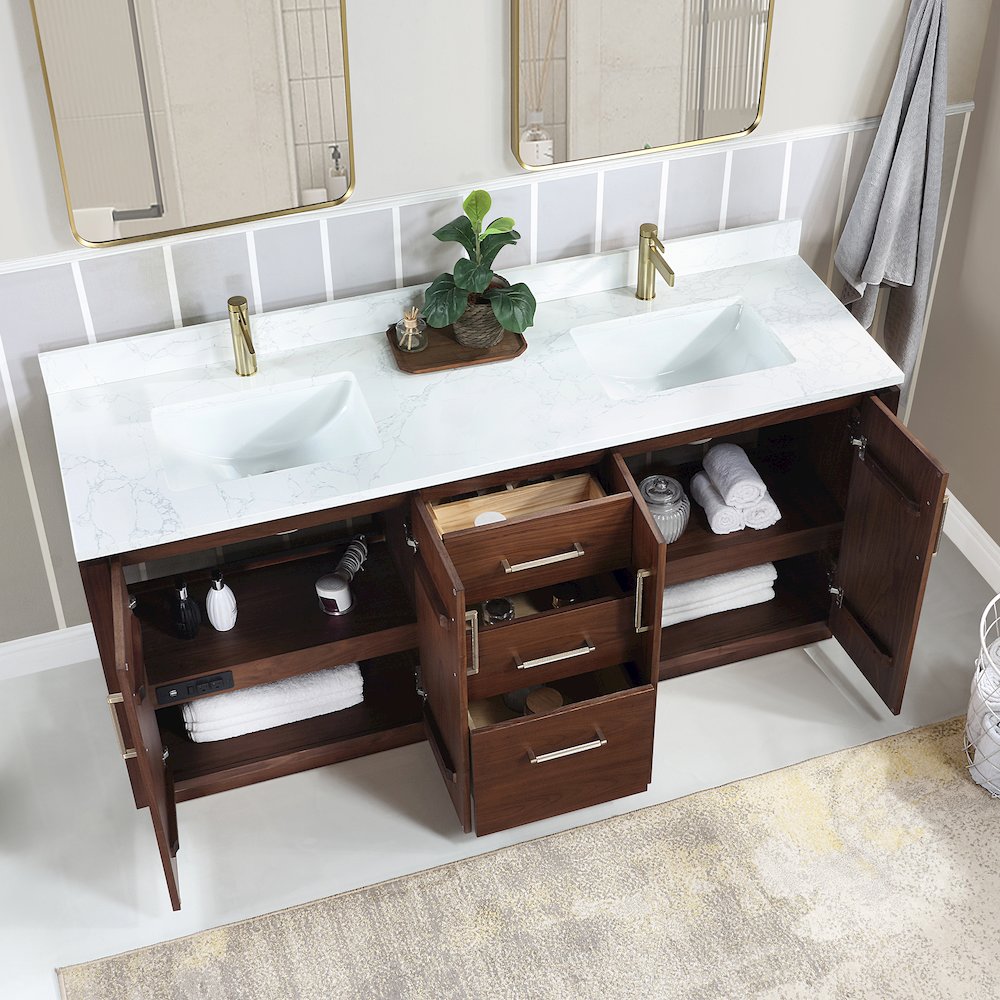 San 72" Free-standing Double Bath Vanity in Natural Walnut