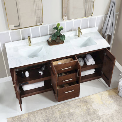 San 72" Free-standing Double Bath Vanity in Natural Walnut