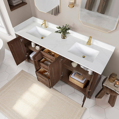 Tokyo 72" Freestanding Double Bath Vanity in Aged Dark Brown Oak