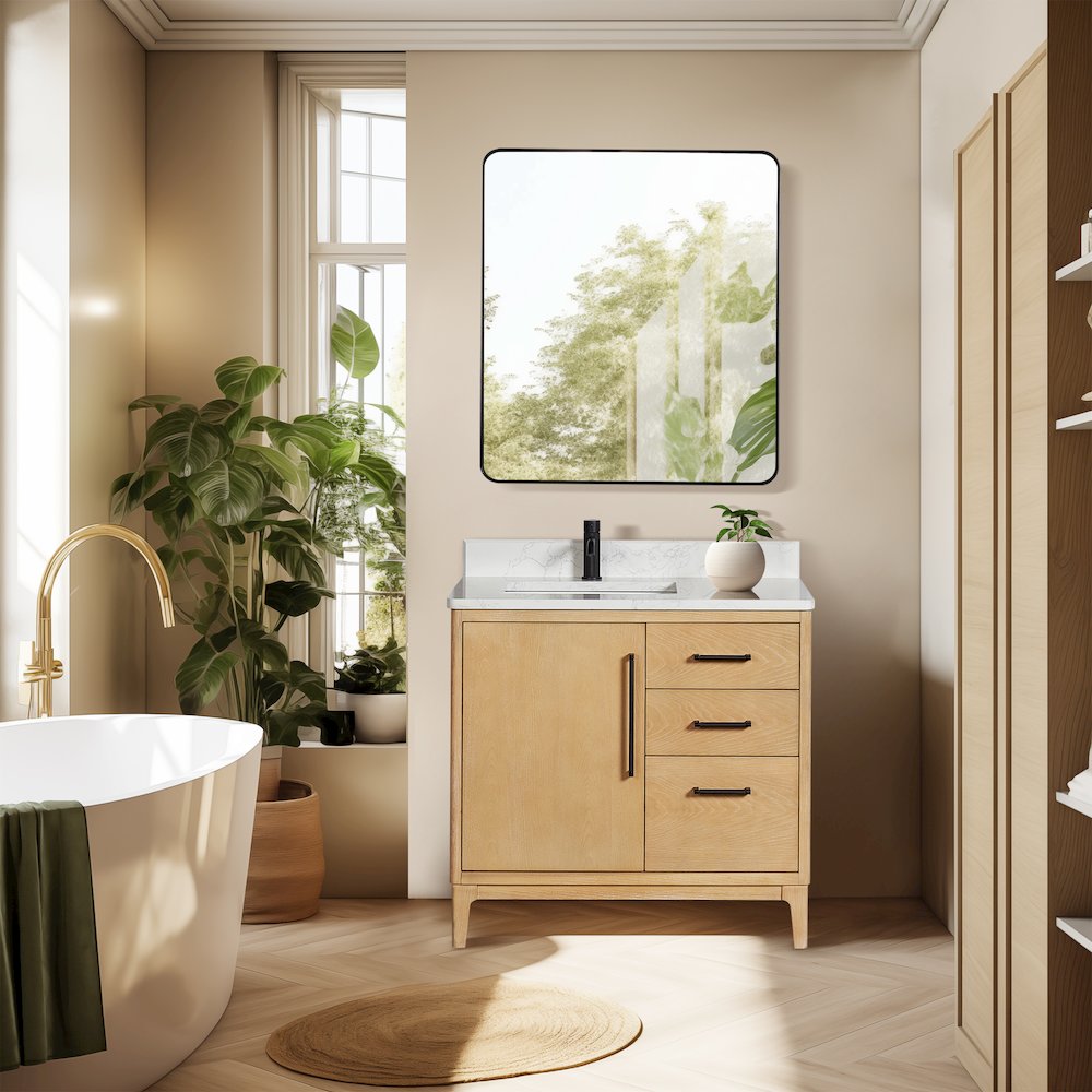 Gara 36" Free-standing Single Bath Vanity in Washed Ash Grey