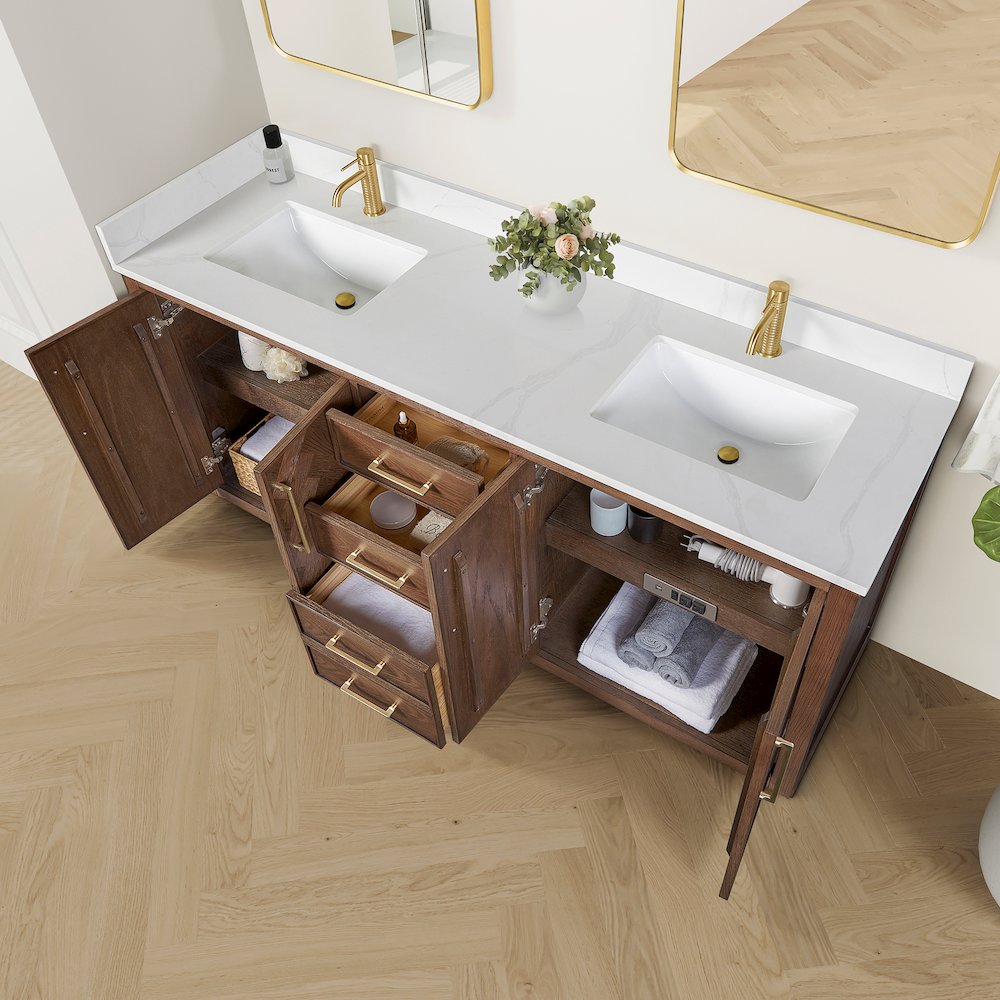 Jakarta 72" Freestanding Double Bath Vanity in Aged Dark Brown Oak