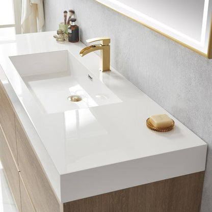 Single Sink Bath Vanity with Composite Integral Square Sink Top and Mirror