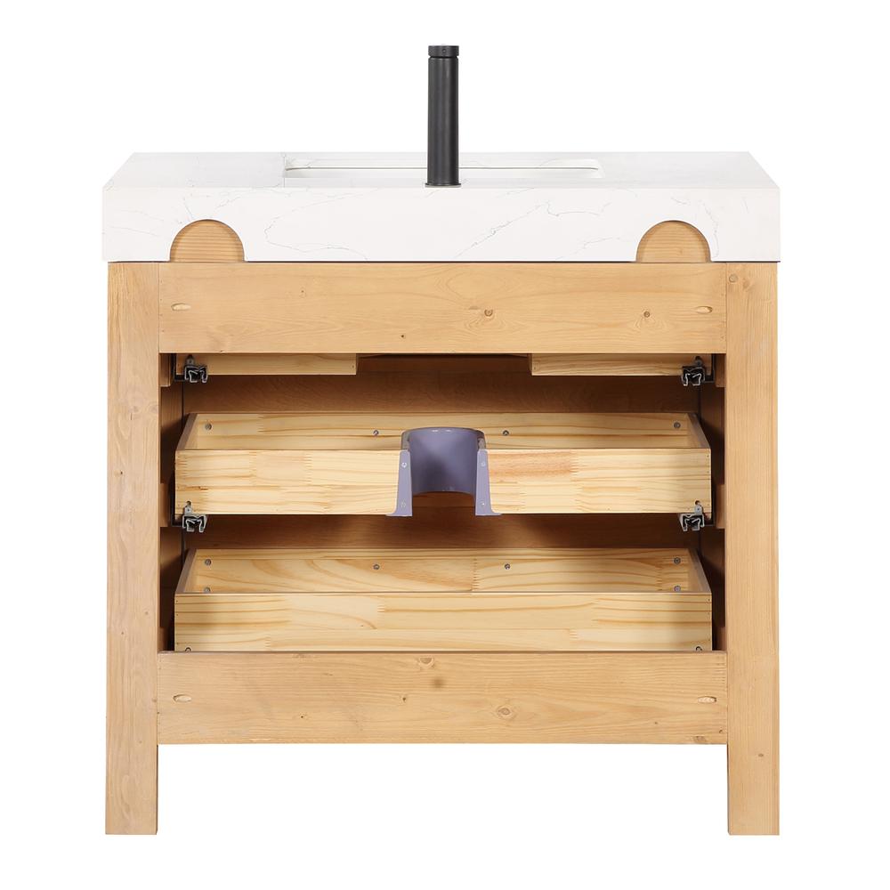 Free-standing Single Bathroom Vanity with Composite top in Lightning White