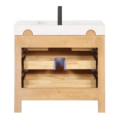 Free-standing Single Bathroom Vanity with Composite top in Lightning White