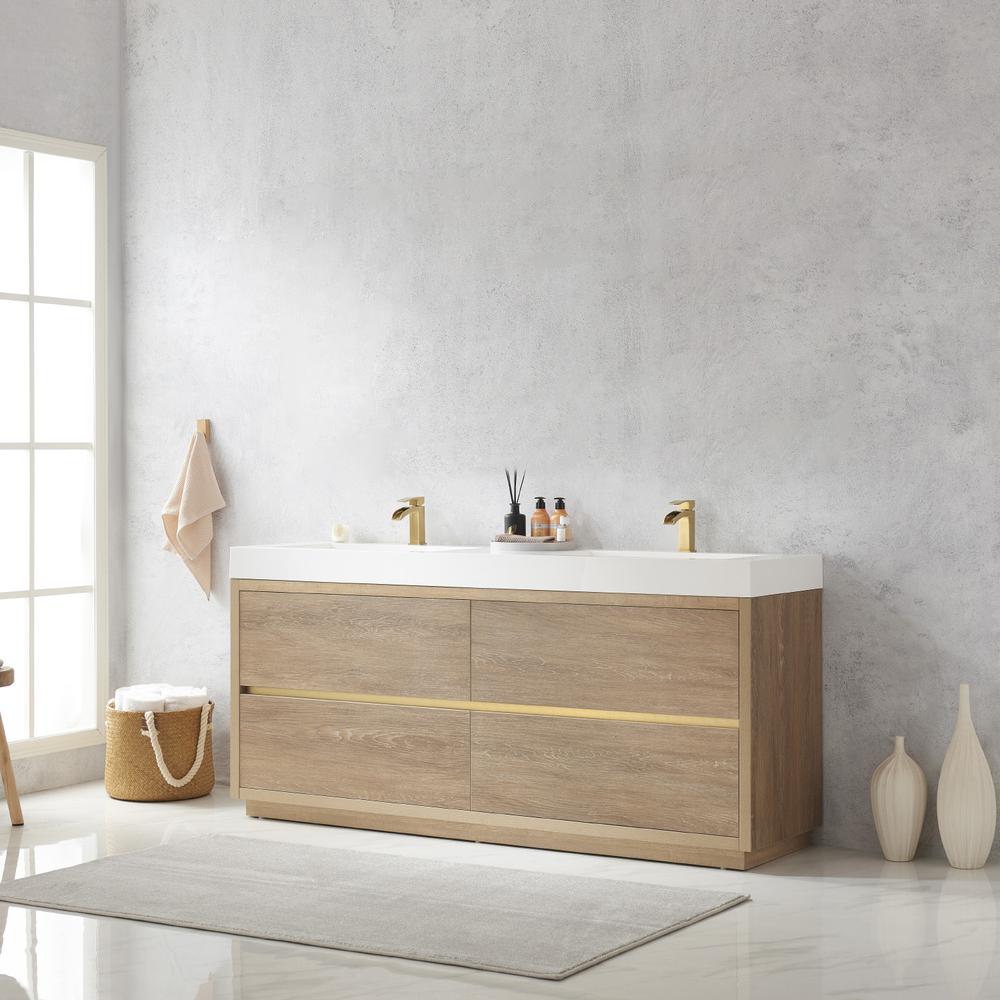 Double Sink Bath Vanity with White Composite Integral Square Sink Top