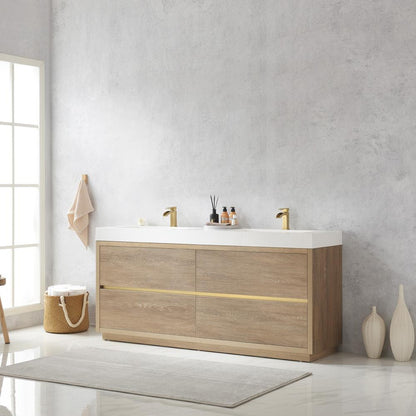 Double Sink Bath Vanity with White Composite Integral Square Sink Top