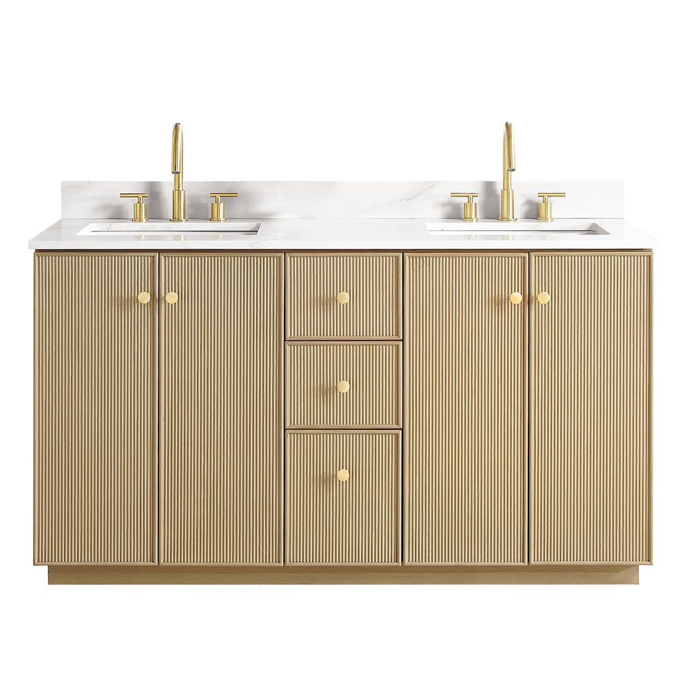 Oza 60M" Free-standing Double Bath Vanity in Aged Natural Oak
