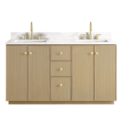 Oza 60M" Free-standing Double Bath Vanity in Aged Natural Oak
