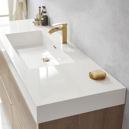 Single Sink Bath Vanity with White Composite Integral Square Sink Top