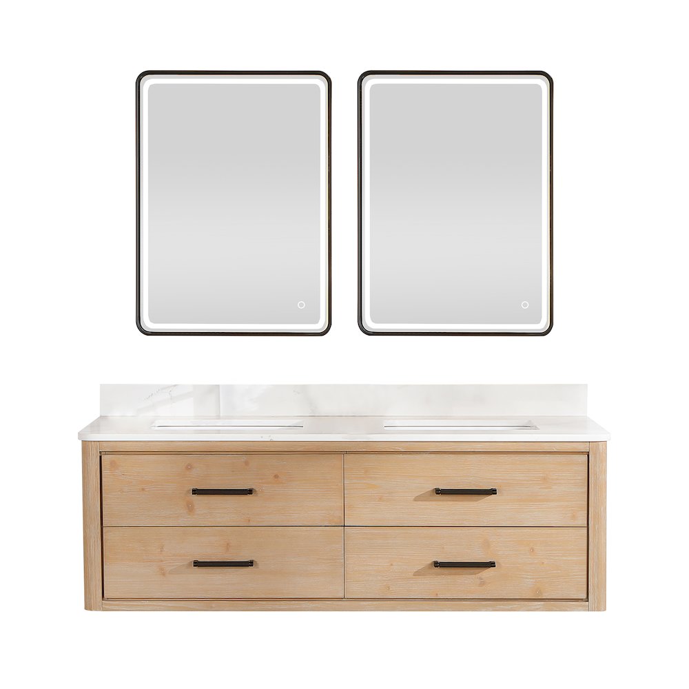 Cristo 60M" Floating Double Bath Vanity in Fir Wood Brown