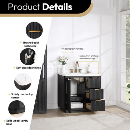 Free-standing Single Bathroom Vanity with Composite top and Mirror