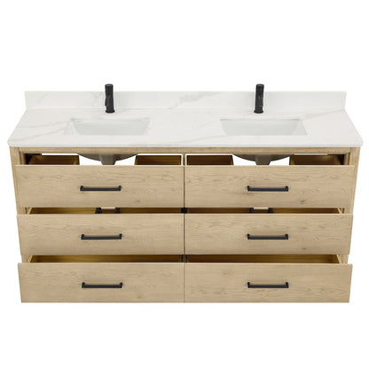 Porto 72" Free-standing Double Bath Vanity in Aged Natural Oak