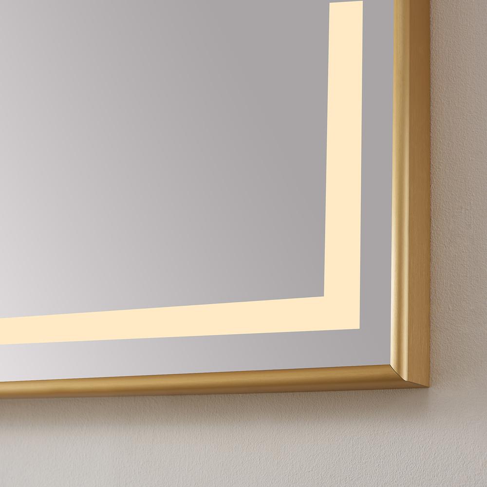 60" Rectangular Aluminum Framed LED Wall Mount Bathroom Vanity Mirror in Gold