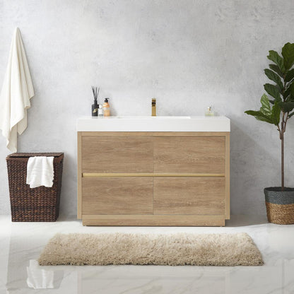 Single Sink Bath Vanity with White Composite Integral Square Sink Top