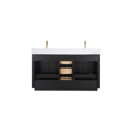 Free-standing Double Bathroom Vanity with Composite top in Lightning White