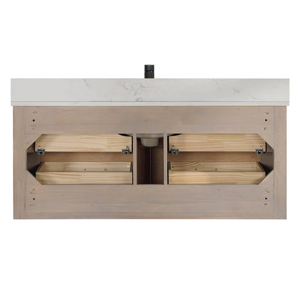 Cristo 48" Floating Single Bath Vanity in Fir Wood Brown