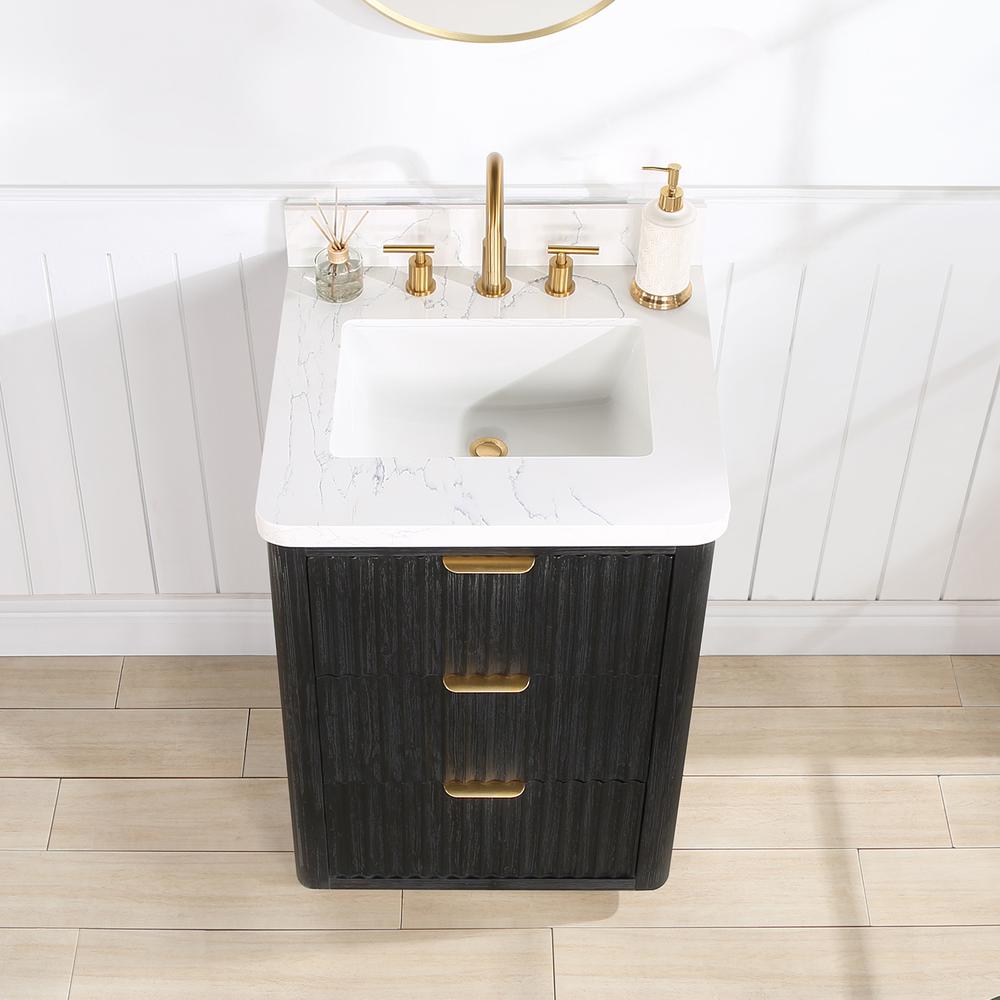 Free-standing Single Bathroom Vanity with Composite top and Mirror