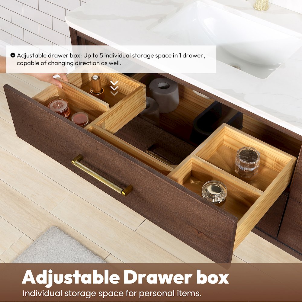 Cristo 72" Floating Double Bath Vanity in Aged Dark Brown Oak