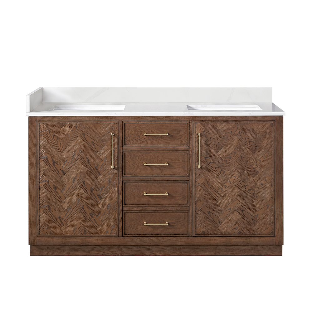 Jakarta 60M" Freestanding Double Bath Vanity in Aged Dark Brown Oak