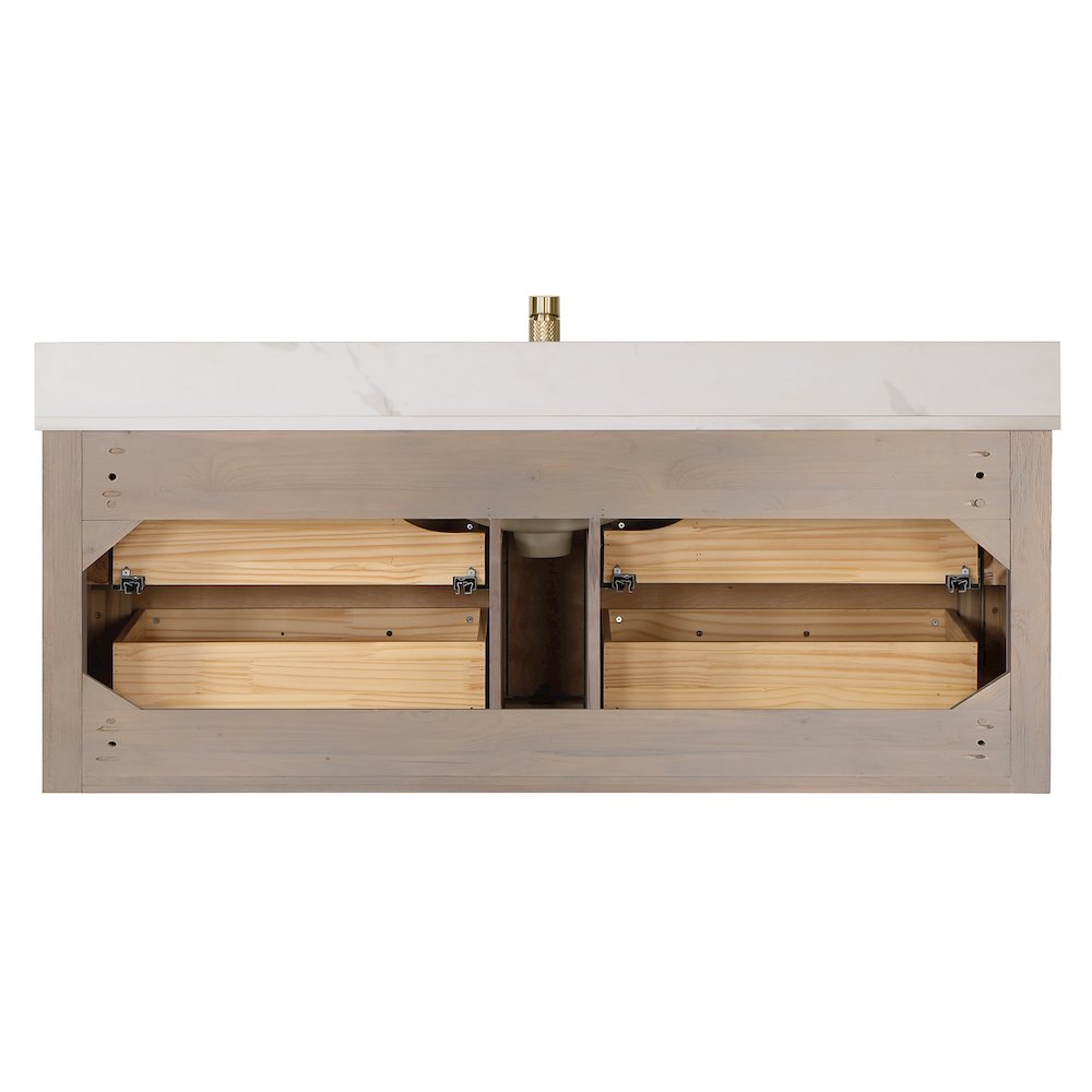 Cristo 55" Floating Single Bath Vanity in Aged Dark Brown Oak