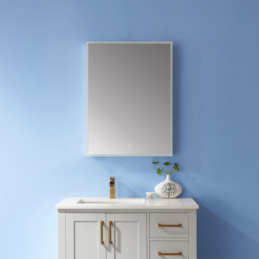 24" Rectangle Frameless Lighted Medicine Cabinet Wall Mounted Mirror