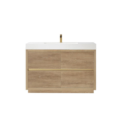 Single Sink Bath Vanity with White Composite Integral Square Sink Top