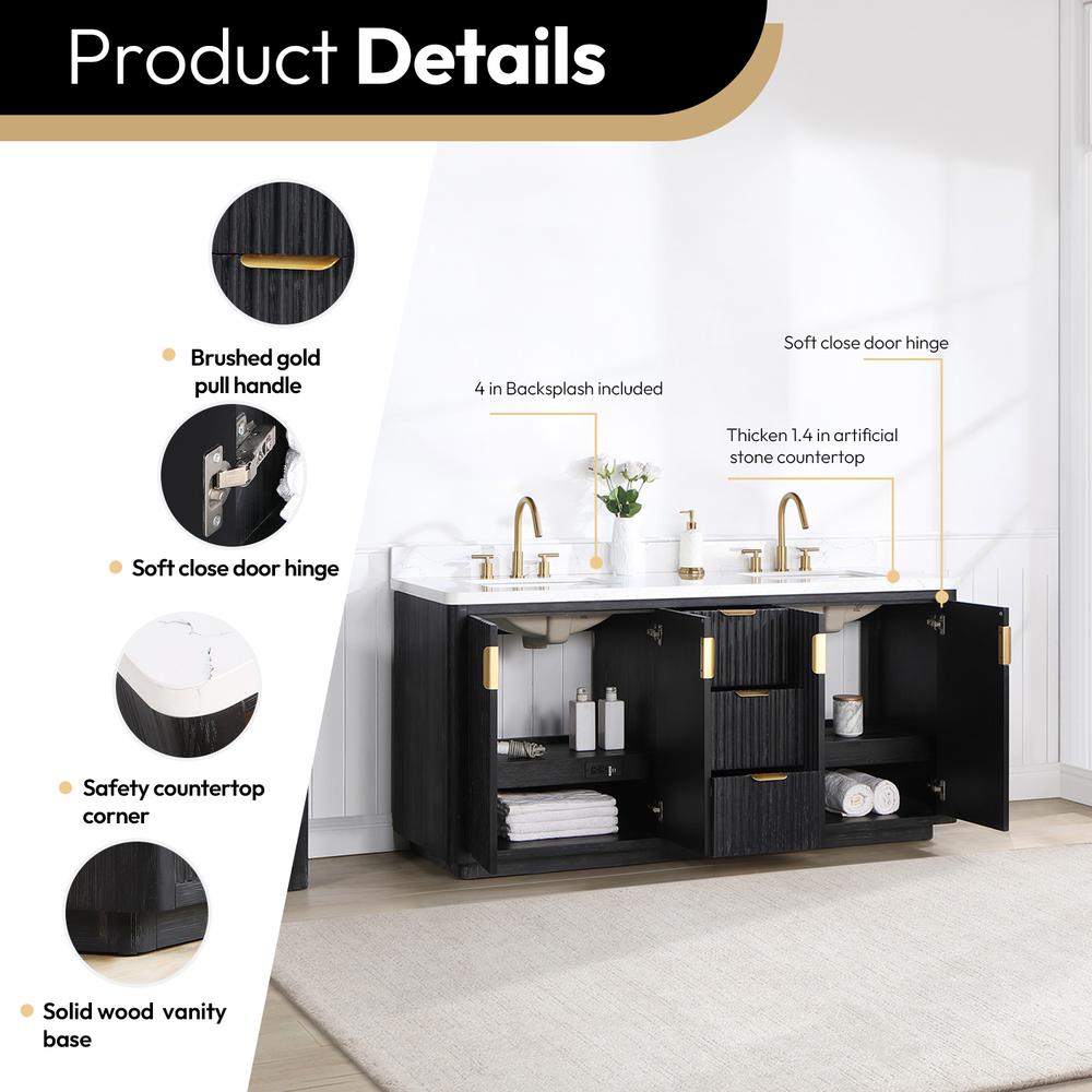 Free-standing Double Bathroom Vanity with Composite top and Mirror