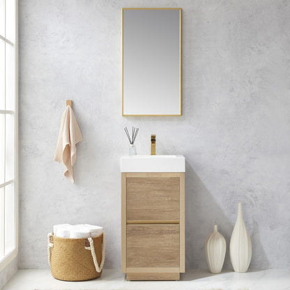 Single Sink Bath Vanity with Composite Integral Square Sink Top and Mirror