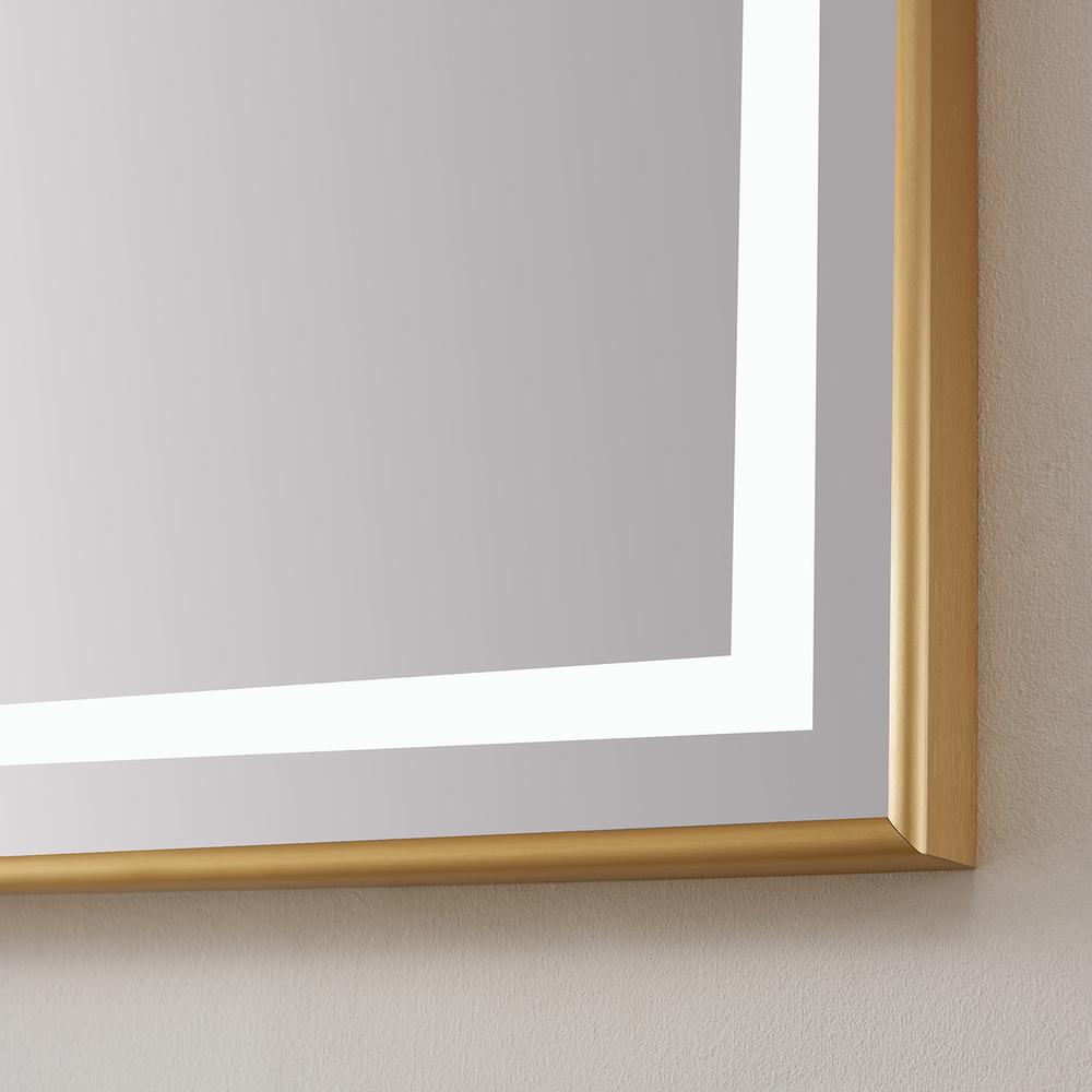Rectangular Aluminum Framed LED Wall Mount Bathroom Vanity Mirror in Gold