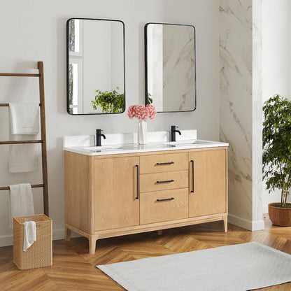 Gara 60M" Free-standing Double Bath Vanity in Washed Ash Grey
