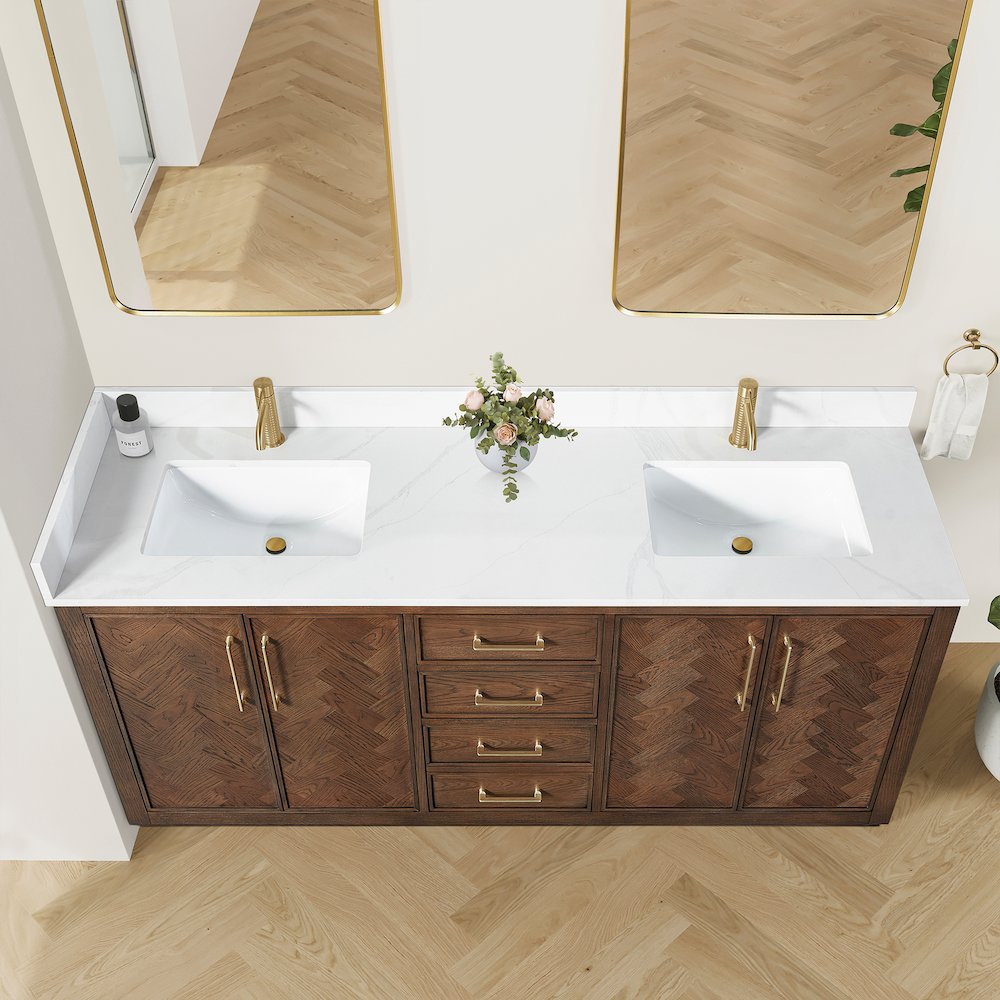 Jakarta 72" Freestanding Double Bath Vanity in Aged Dark Brown Oak