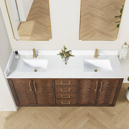 Jakarta 72" Freestanding Double Bath Vanity in Aged Dark Brown Oak