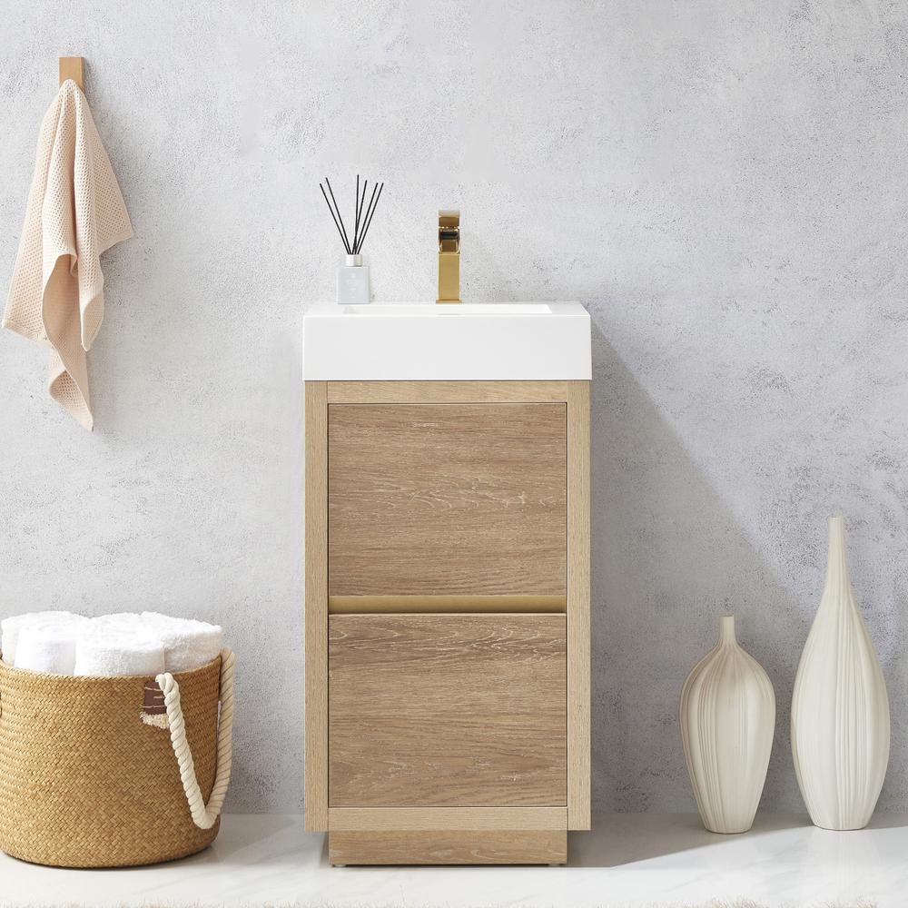Single Sink Bath Vanity with White Composite Integral Square Sink Top