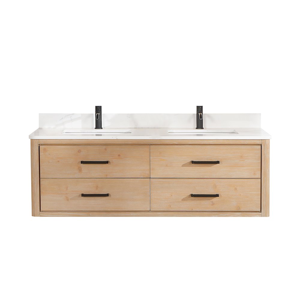 Cristo 60M" Floating Double Bath Vanity in Fir Wood Brown