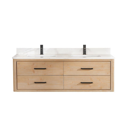 Cristo 60M" Floating Double Bath Vanity in Fir Wood Brown