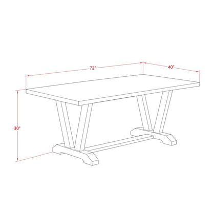 East West Furniture V697EL635-6 - 6-Piece Small Dining Table Set - 4 Kitchen Parson Chairs, a Beautiful Bench and a Rectangular Wood Table Solid Wood Frame