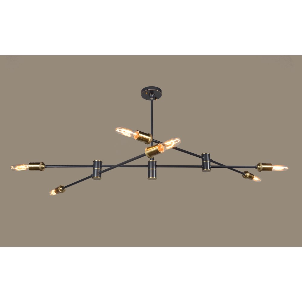 Starlette Pendant Fixture, Antique Bronze and Brass Finish With Adjustable Arms