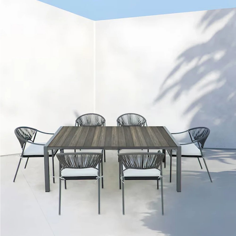 3 Place Grey Outdoor Aluminum Round Patio Dining Table and Stackable Chairs Set