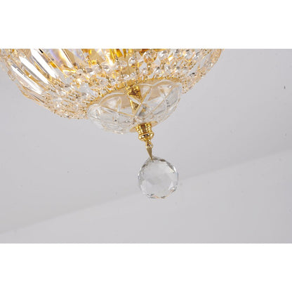 3-Light Gold Flush Mount With Clear Crystals