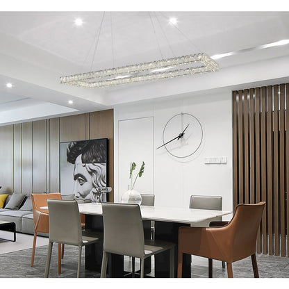 4-Light Chrome Dimmable LED chandelier With Clear Crystal Accents