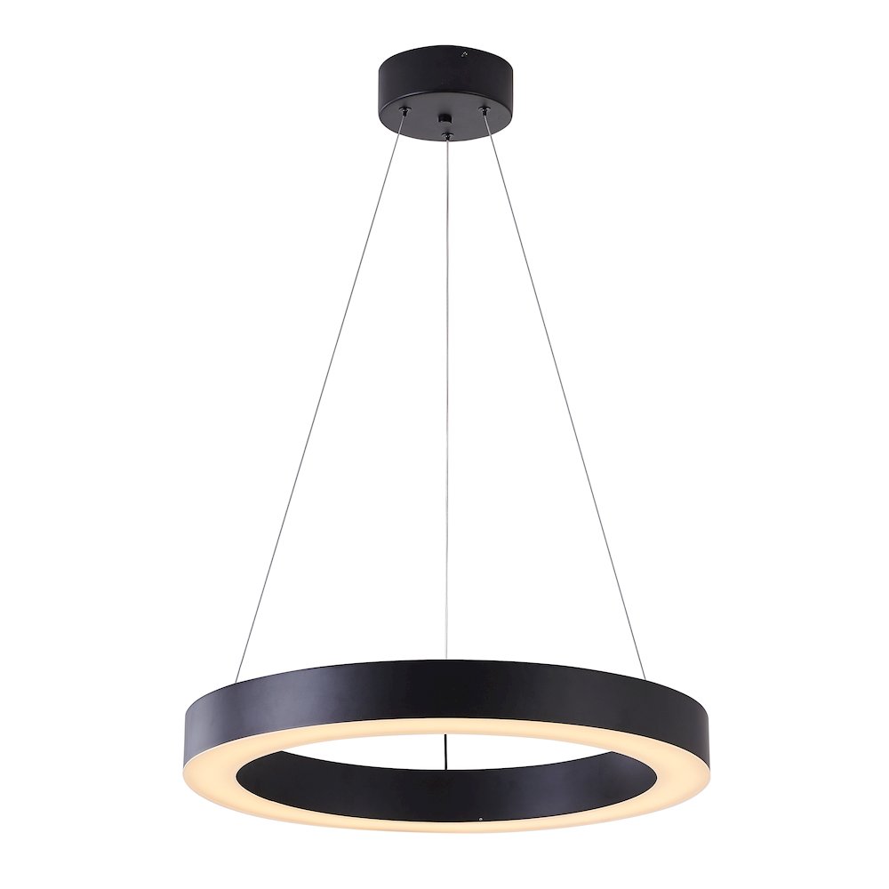 1-Light Matte Black LED Halo Ring Chandelier