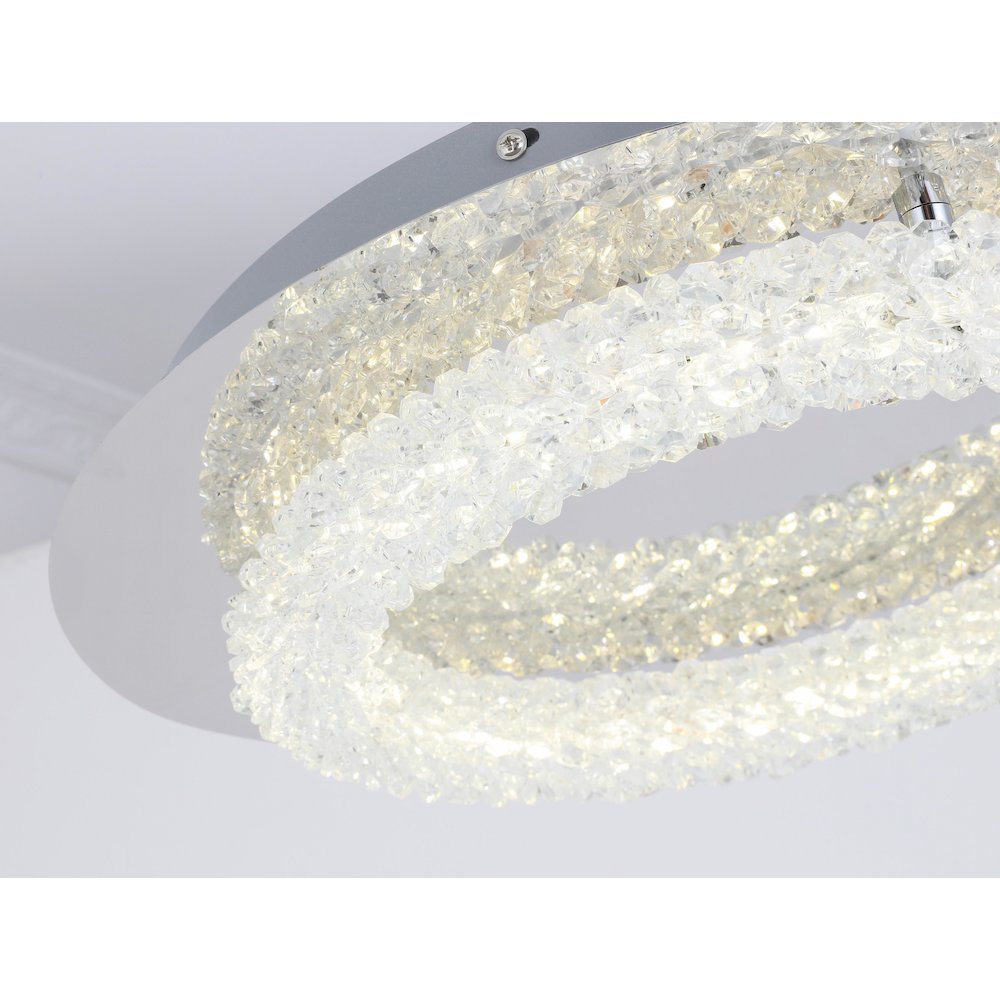 1-Light Chrome LED Flush Mount With Clear Crystal Accents