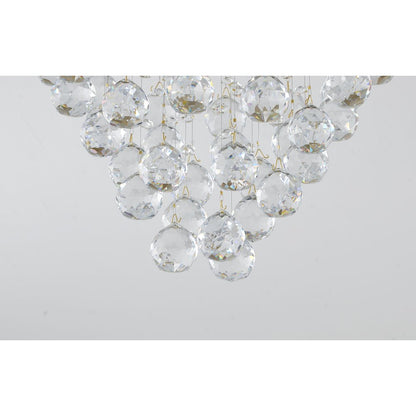 3-Light Gold Flush Mount With Clear Crystals