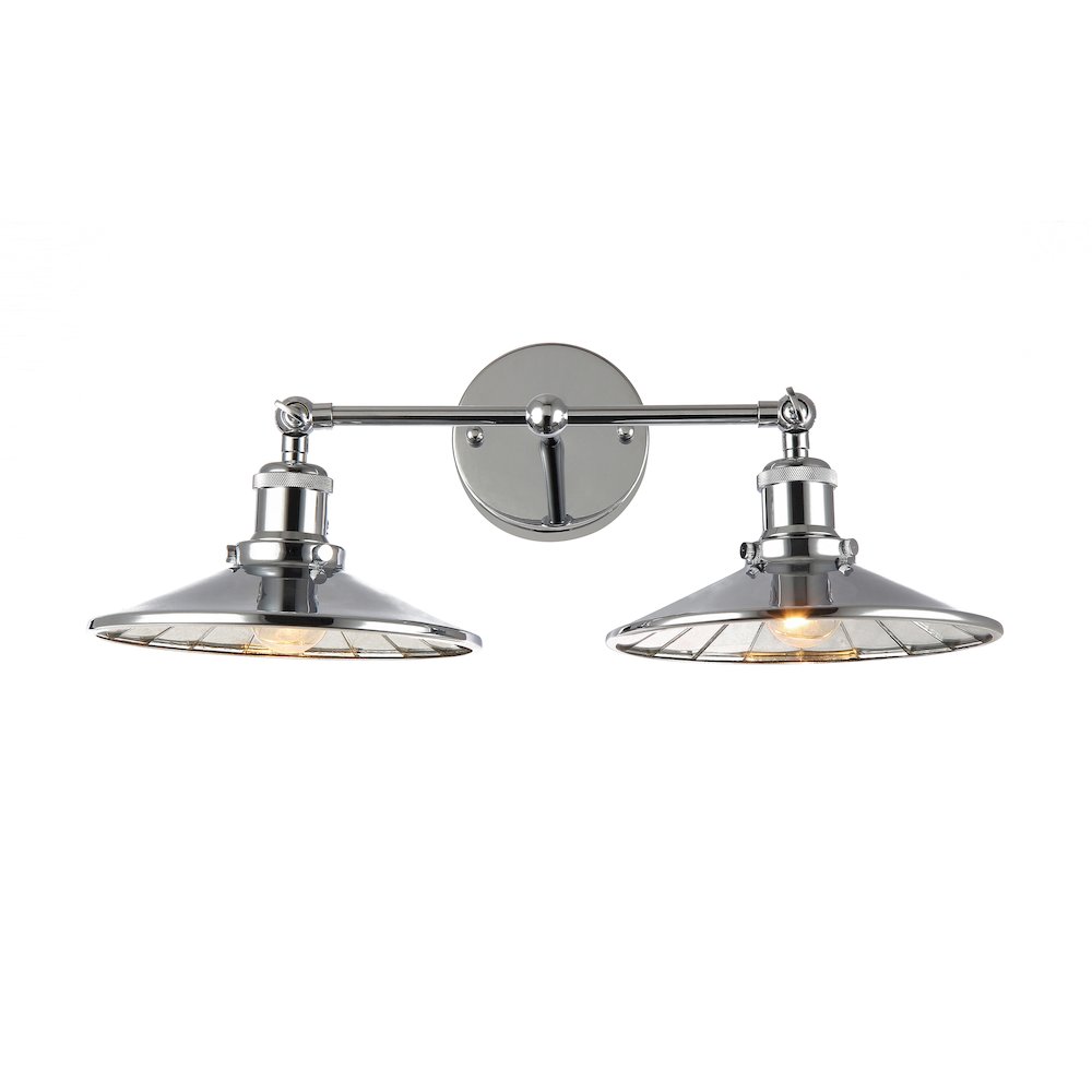 2-Light Chrome Metal Wall Sconce With A Mirror Interior And Chrome Shades